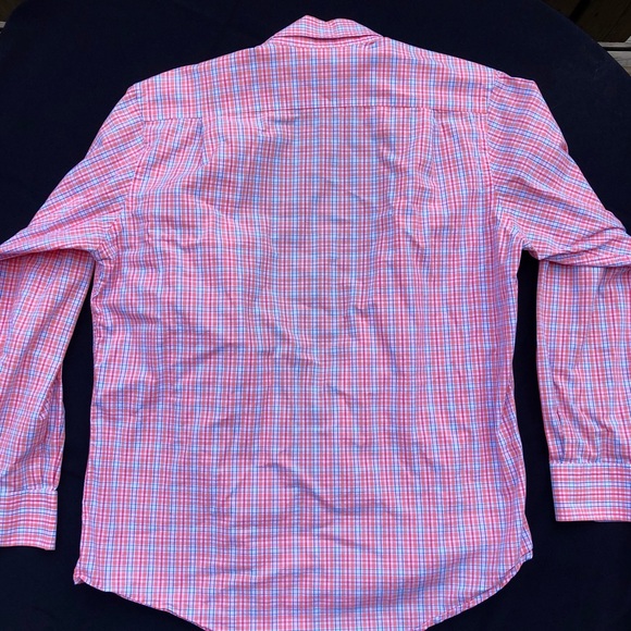Pink plaid button down (M) - Picture 3 of 4